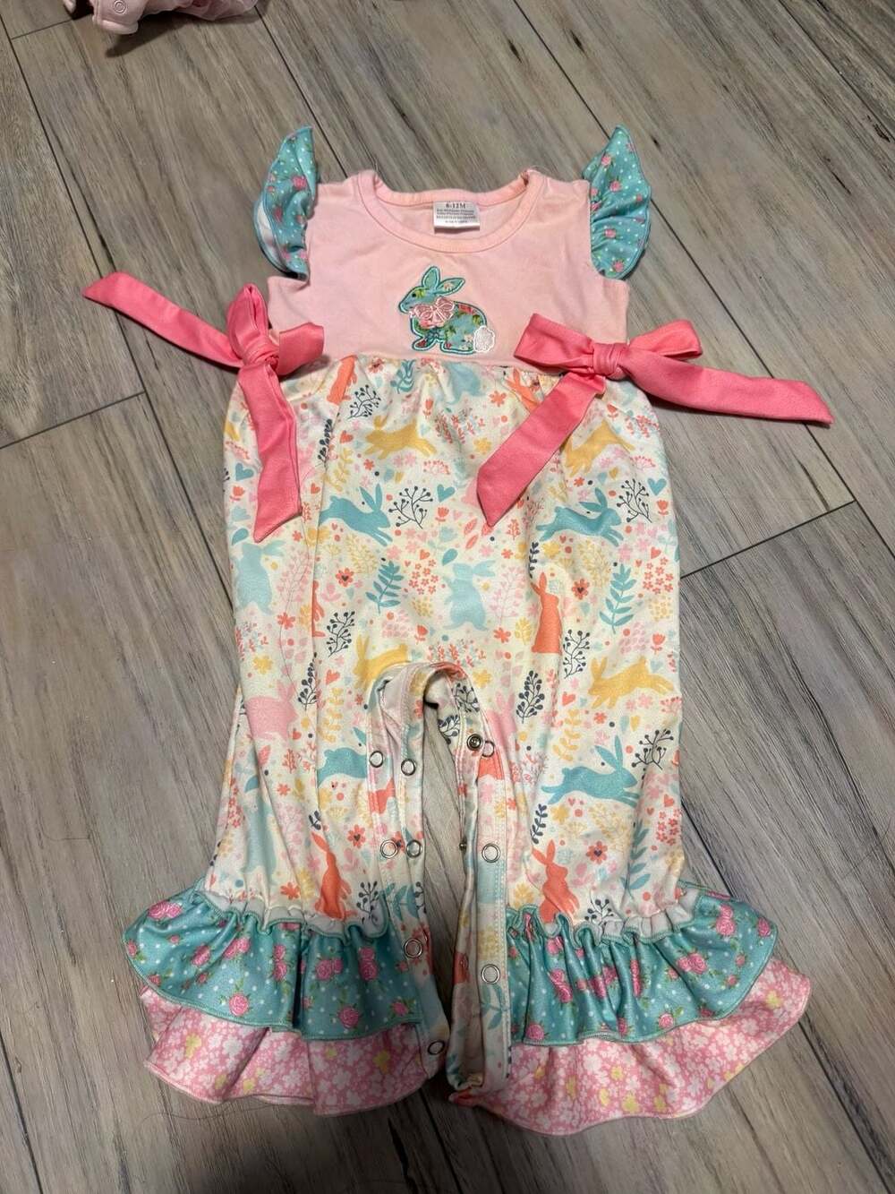 Lilly Belle Cottontail Easter Bunny Floral Ruffle Romper